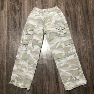 Camo Cargo Pants High Waisted Streetwear Utility Trousers